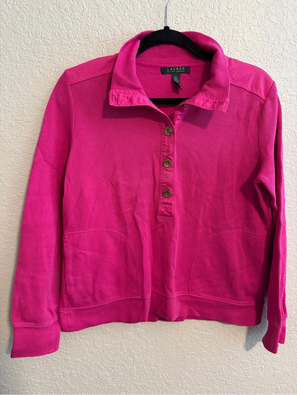 Ralph Lauren Long Sleeve Pink Top with Gold Buttons